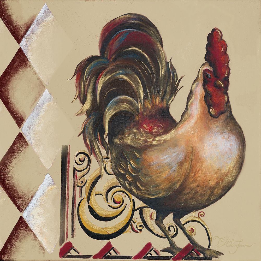 Wall Art Painting id:207145, Name: Rules the Roosters Square II, Artist: Hakimipour, Tiffany