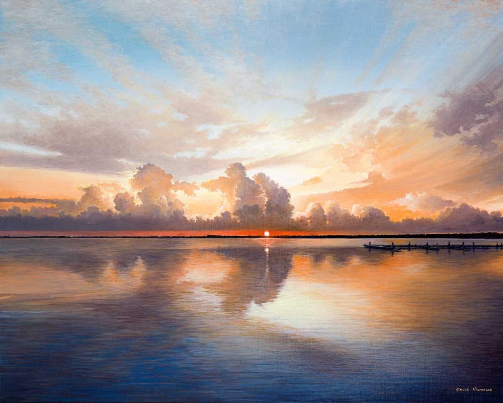 Wall Art Painting id:24168, Name: Sunset over Lake, Artist: Nawrocke, Bruce