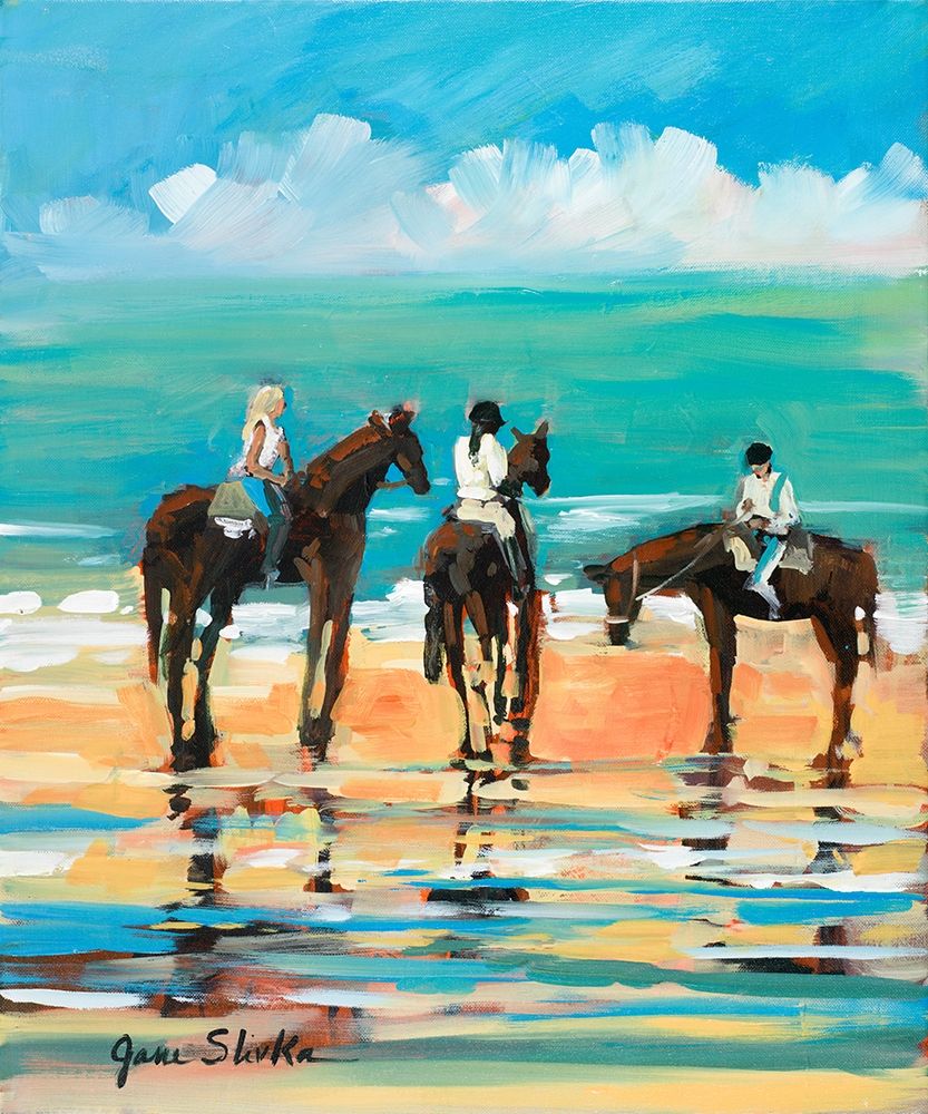 Wall Art Painting id:207234, Name: Horses on the Beach, Artist: Slivka, Jane