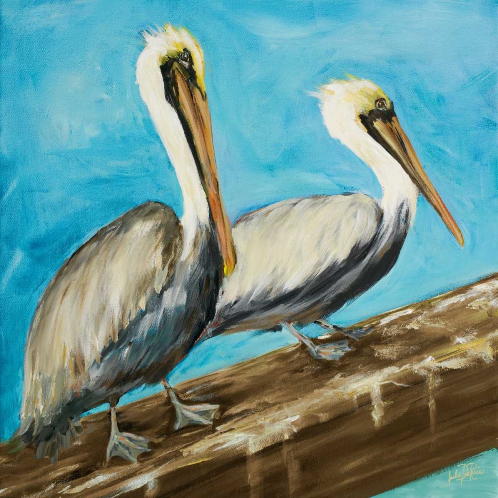 Wall Art Painting id:24362, Name: Pelicans on Post II, Artist: DeRice, Julie
