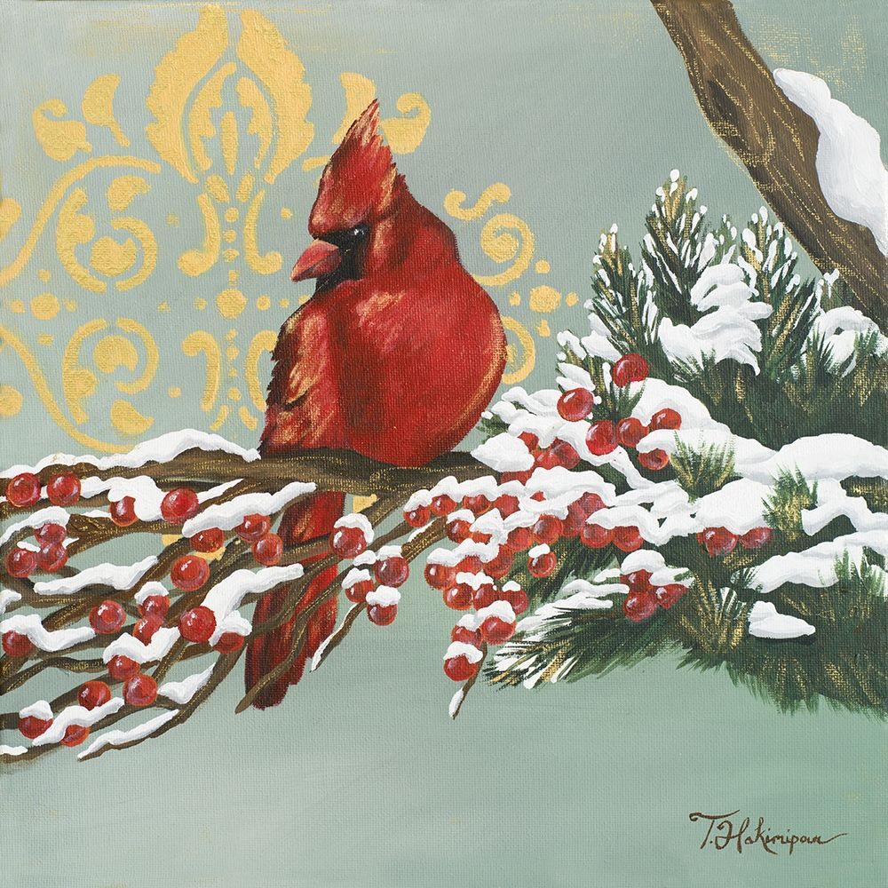 Wall Art Painting id:207262, Name: Winter Red Bird I, Artist: Hakimipour, Tiffany