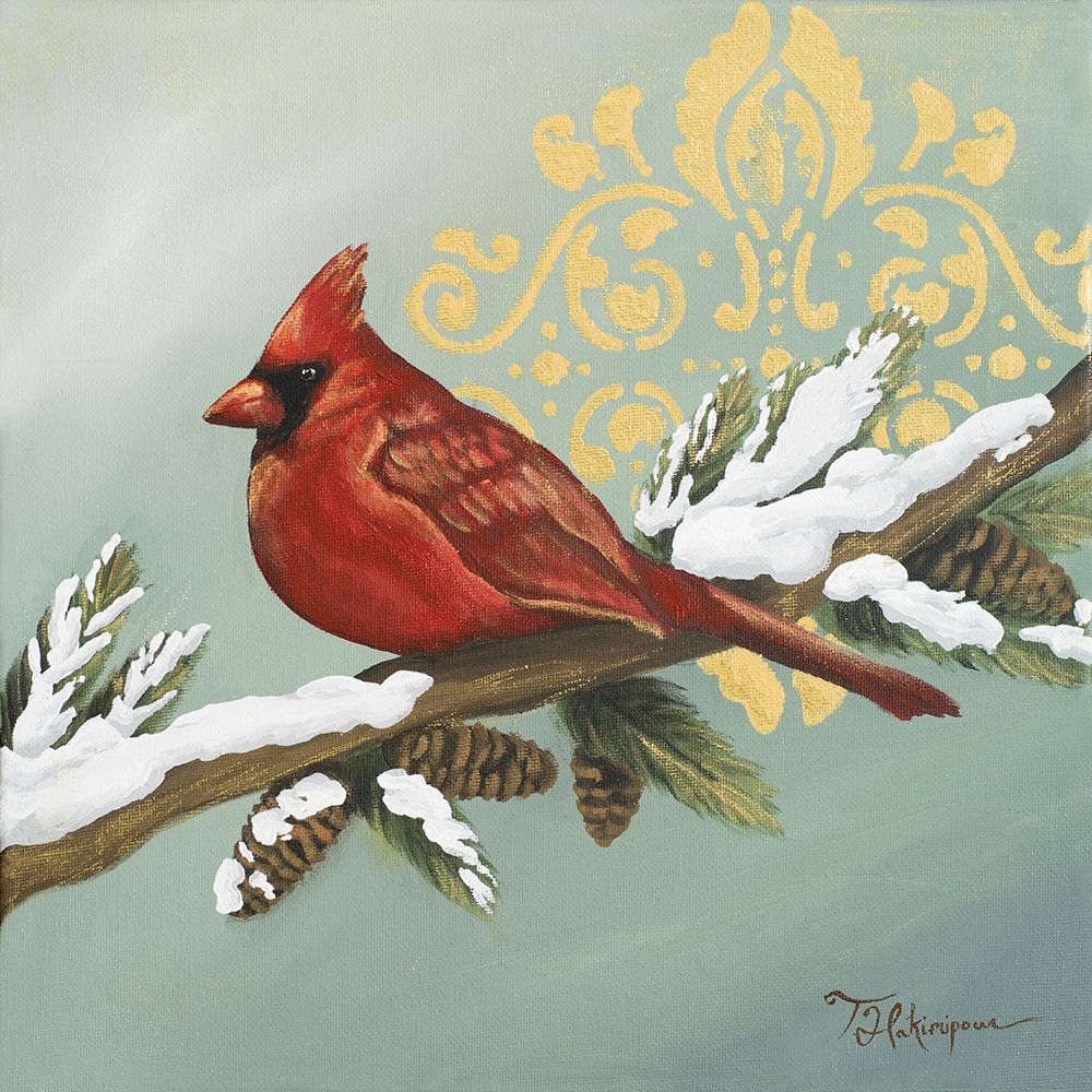 Wall Art Painting id:207264, Name: Winter Red Bird II, Artist: Hakimipour, Tiffany
