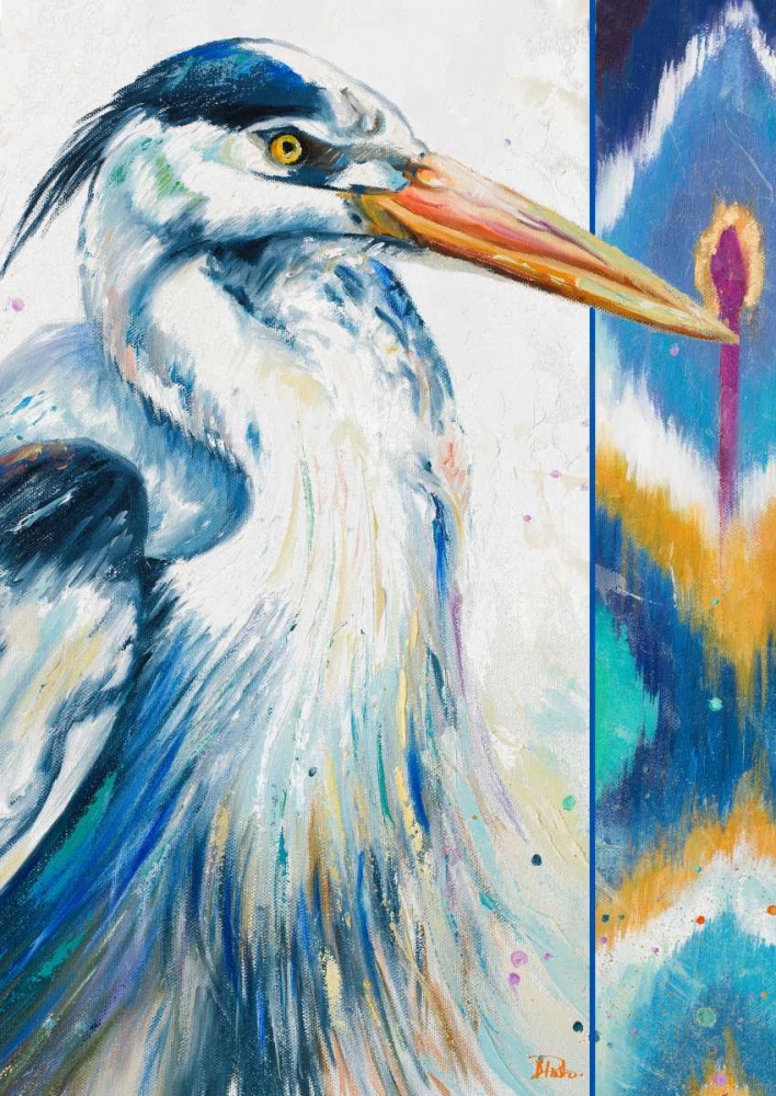 Wall Art Painting id:24413, Name: Blue Heron Ikat I, Artist: Pinto, Patricia
