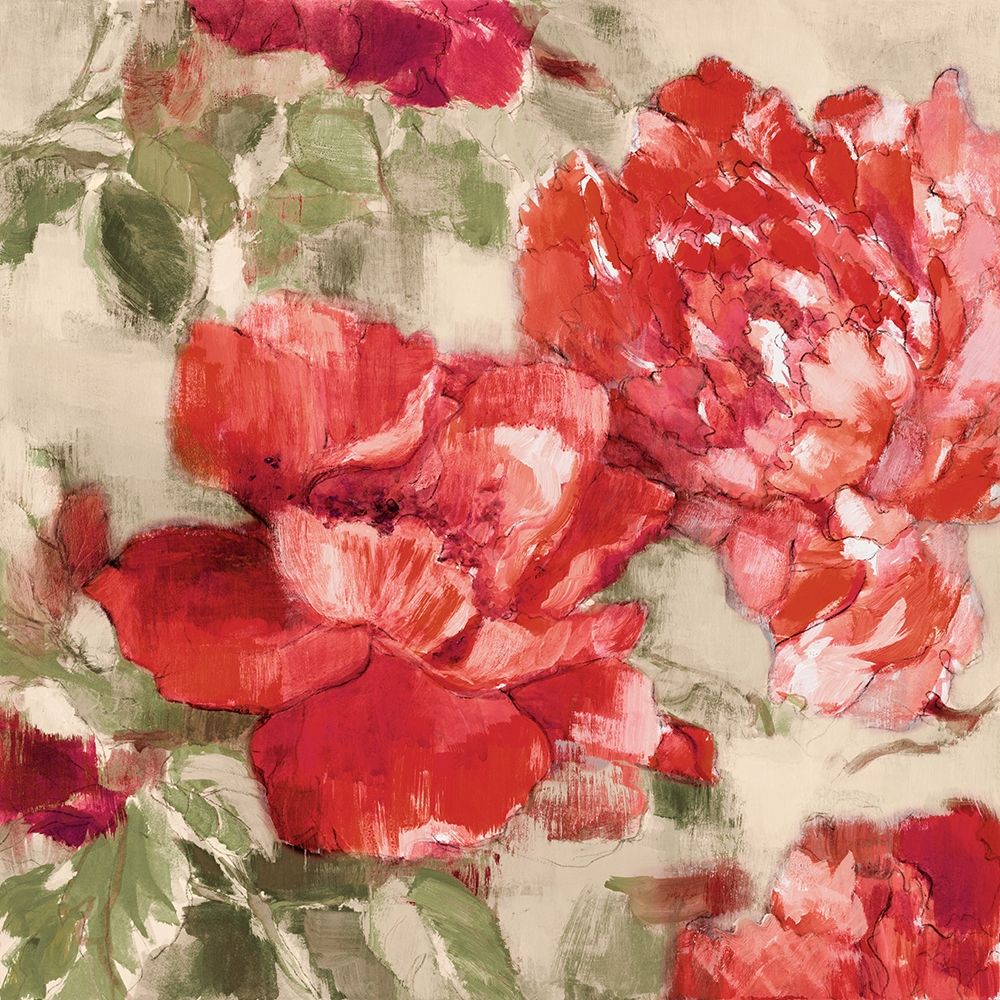 Wall Art Painting id:207279, Name: Red Modern Peonies II, Artist: Loreth, Lanie