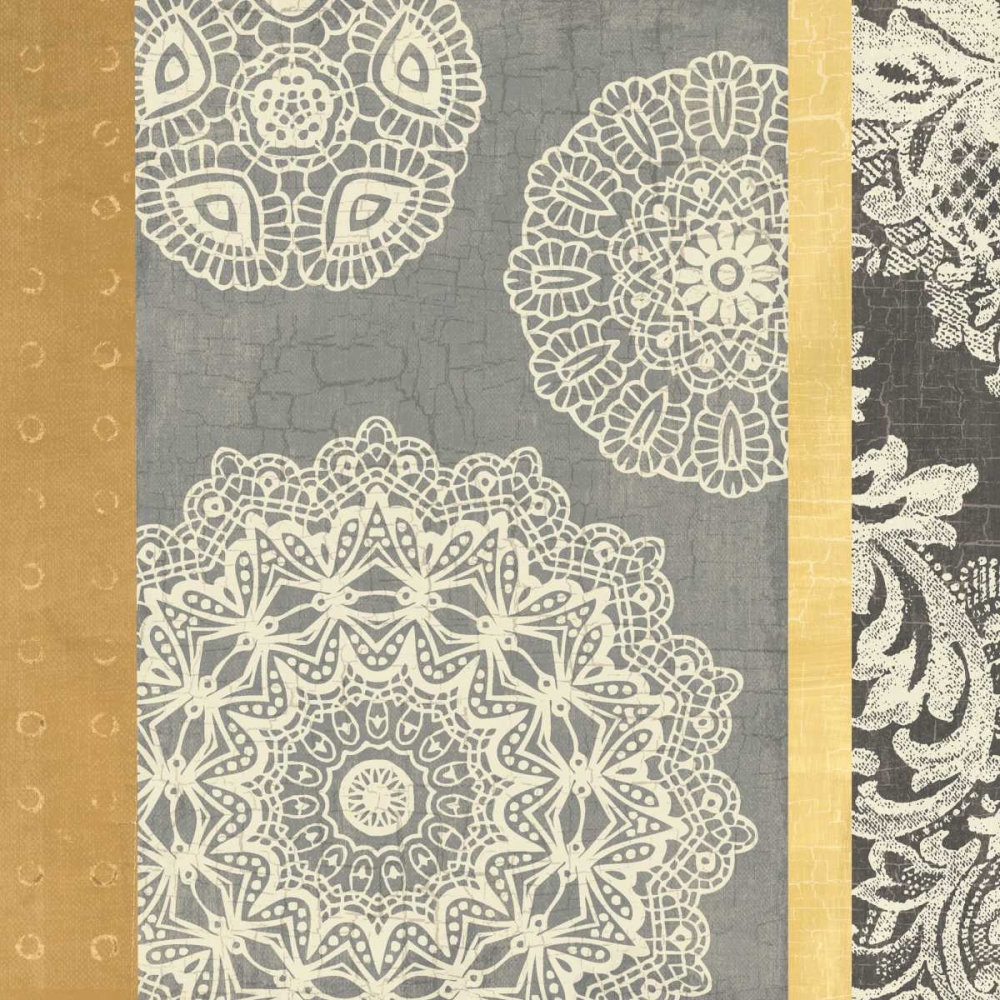 Wall Art Painting id:17722, Name: Contemporary Lace II - Yellow Grey, Artist: Hershey, Moira