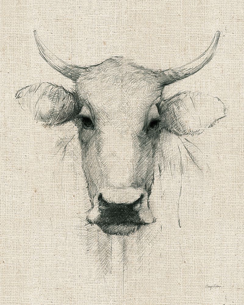 Wall Art Painting id:771185, Name: Cow Sketch on Burlap, Artist: Tillmon, Avery