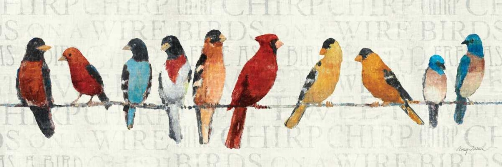 Wall Art Painting id:17449, Name: The Usual Suspects - Birds on a Wire, Artist: Tillmon, Avery