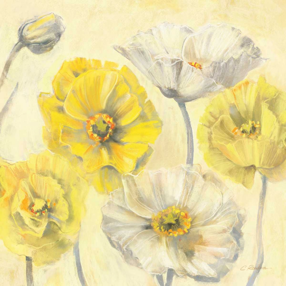 Wall Art Painting id:18031, Name: Gold and White Contemporary Poppies II, Artist: Rowan, Carol
