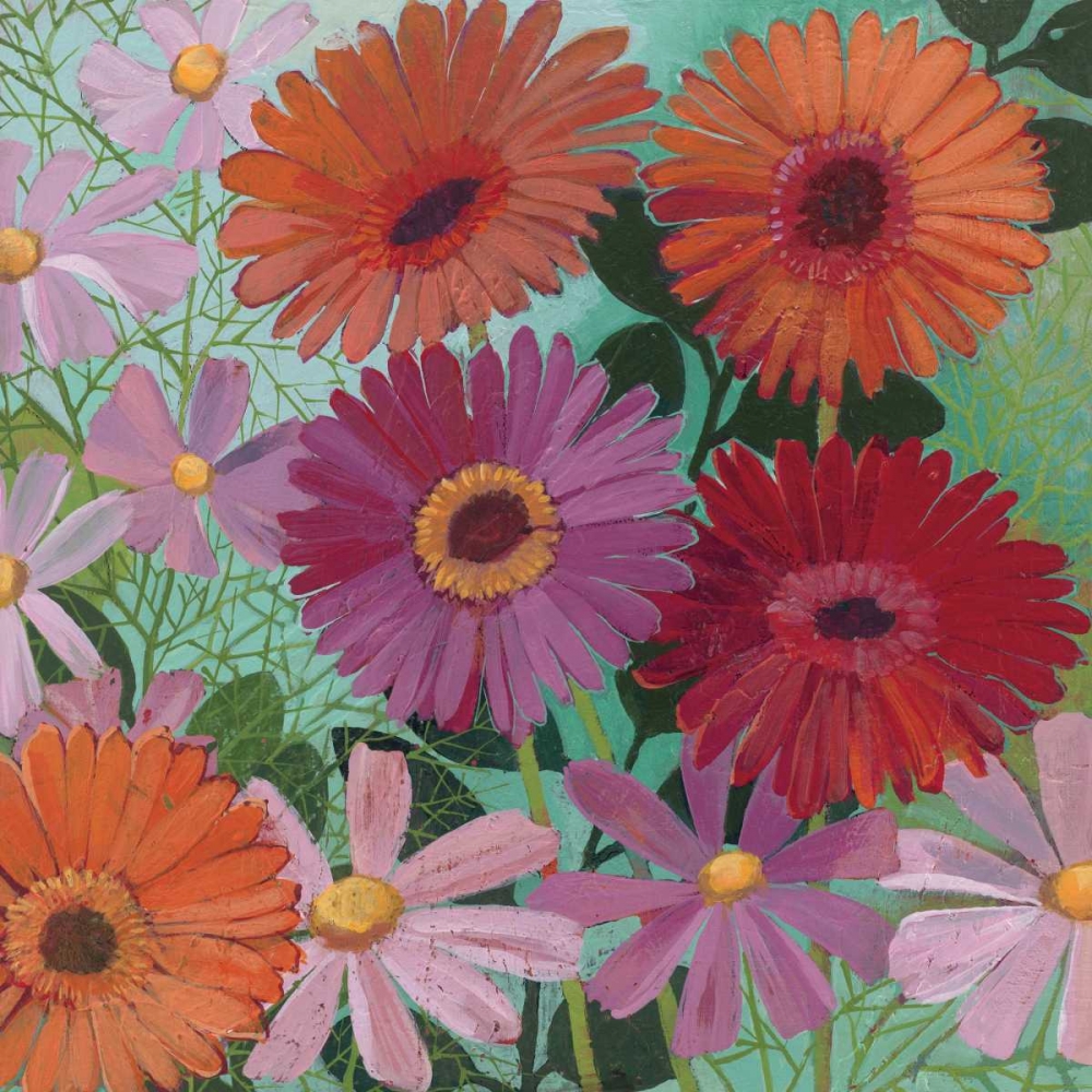 Wall Art Painting id:33866, Name: Cosmos and Gerberas I, Artist: Lovell, Kathrine
