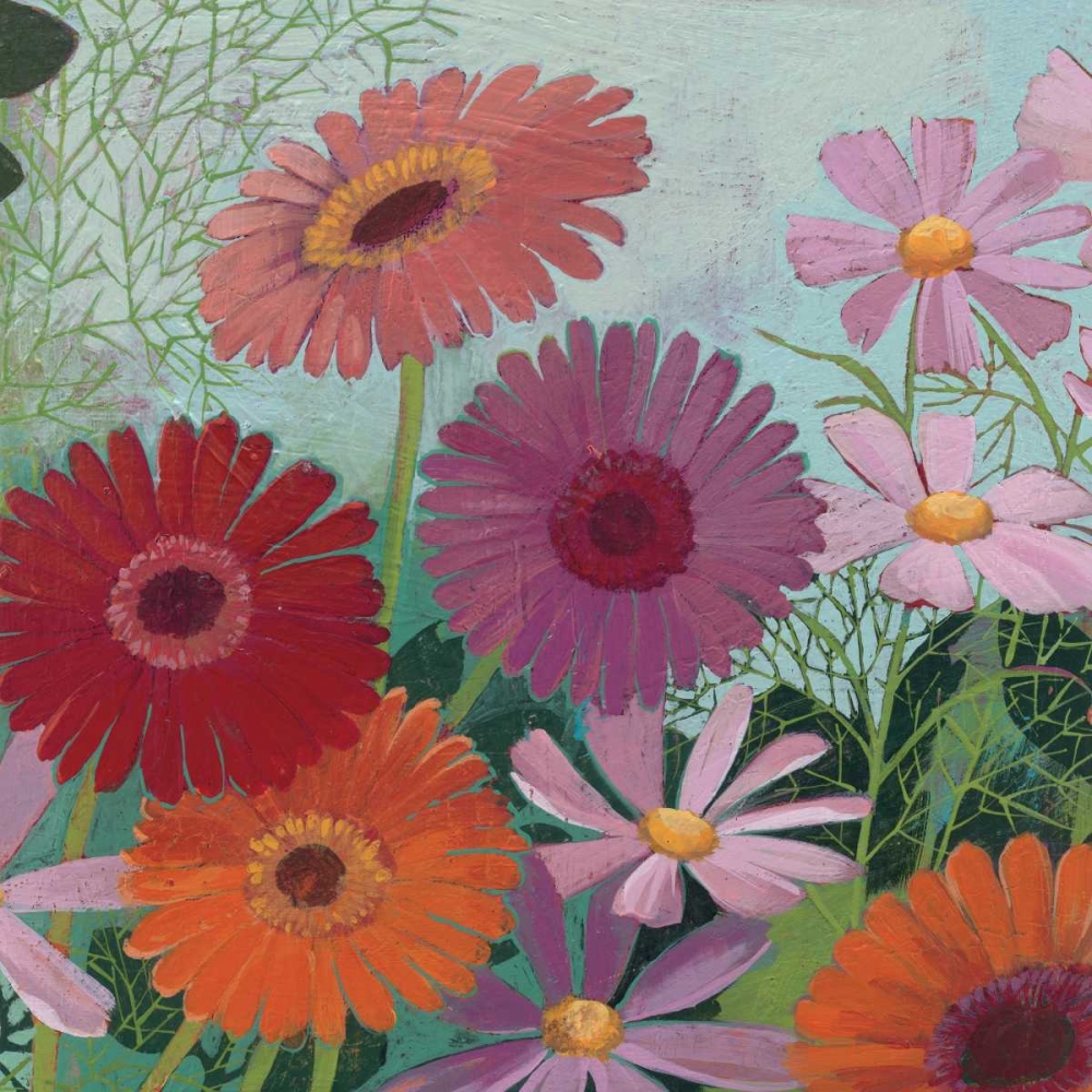 Wall Art Painting id:33867, Name: Cosmos and Gerberas II, Artist: Lovell, Kathrine