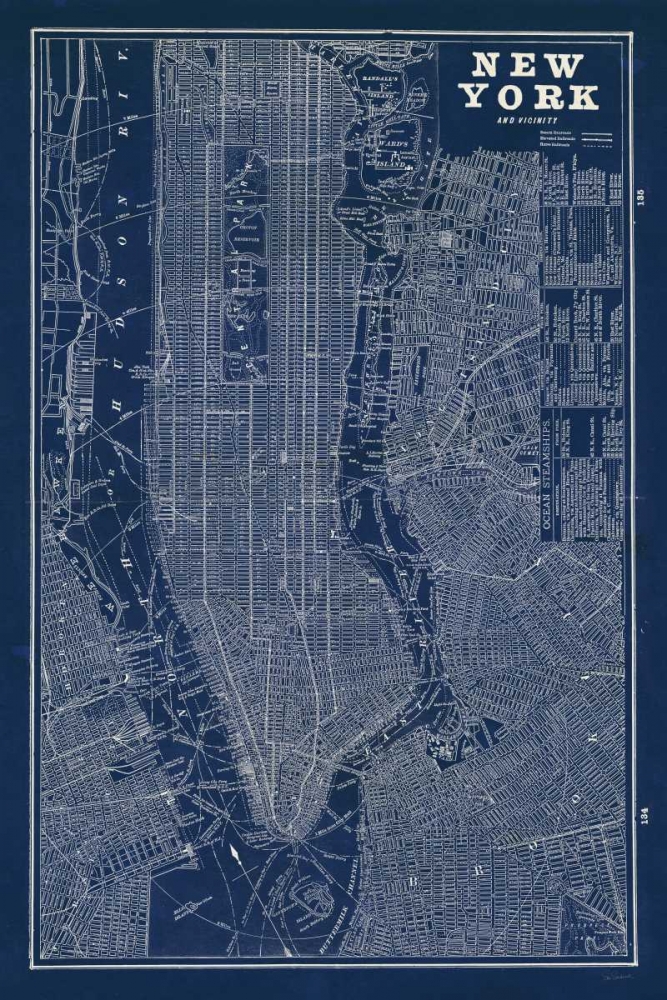 Wall Art Painting id:20987, Name: Blueprint Map New York, Artist: Schlabach, Sue