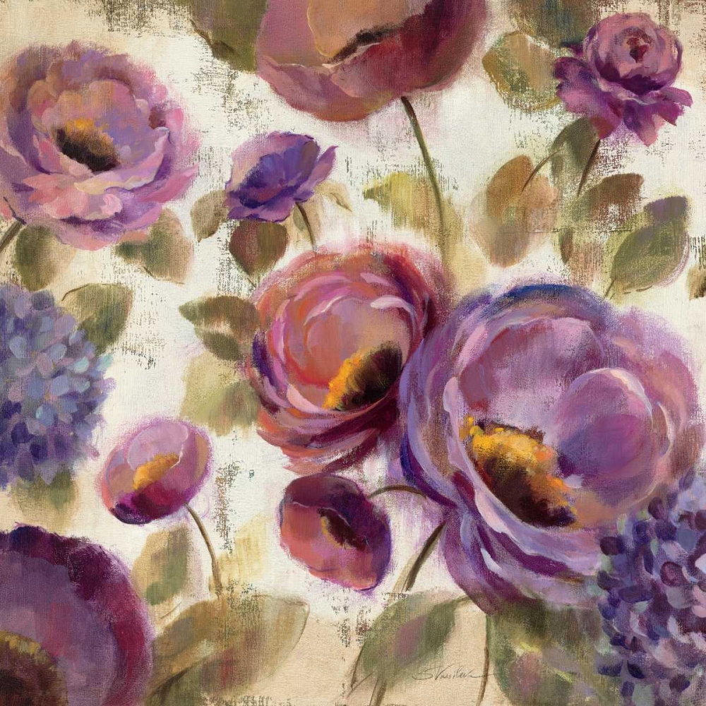 Wall Art Painting id:17392, Name: Blue and Purple Flower Song II, Artist: Vassileva, Silvia