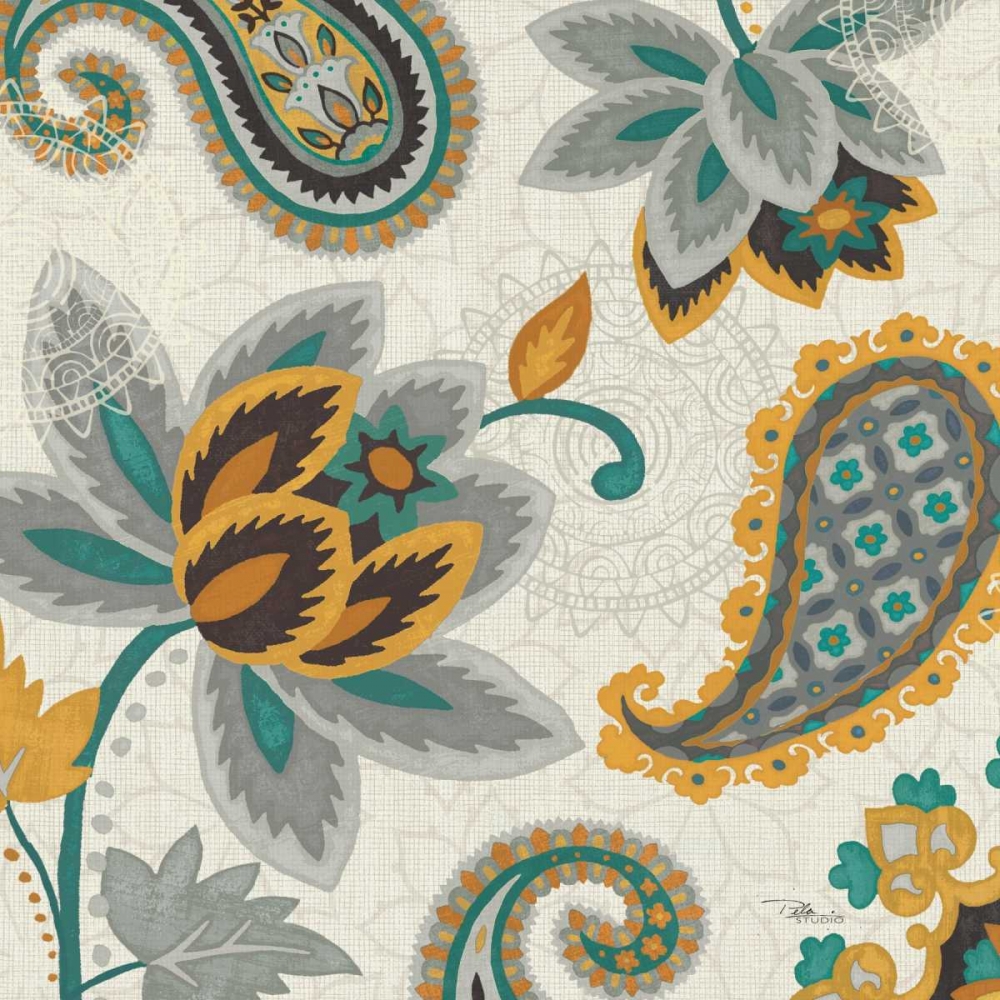 Wall Art Painting id:28183, Name: Decorative Nature II Turquoise Cream, Artist: Pela Studio