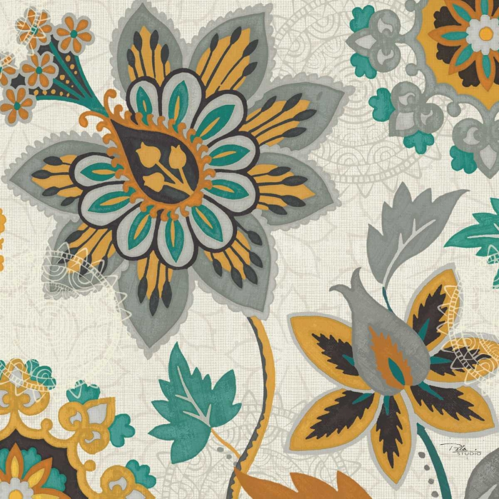 Wall Art Painting id:28184, Name: Decorative Nature III Turquoise Cream, Artist: Pela Studio