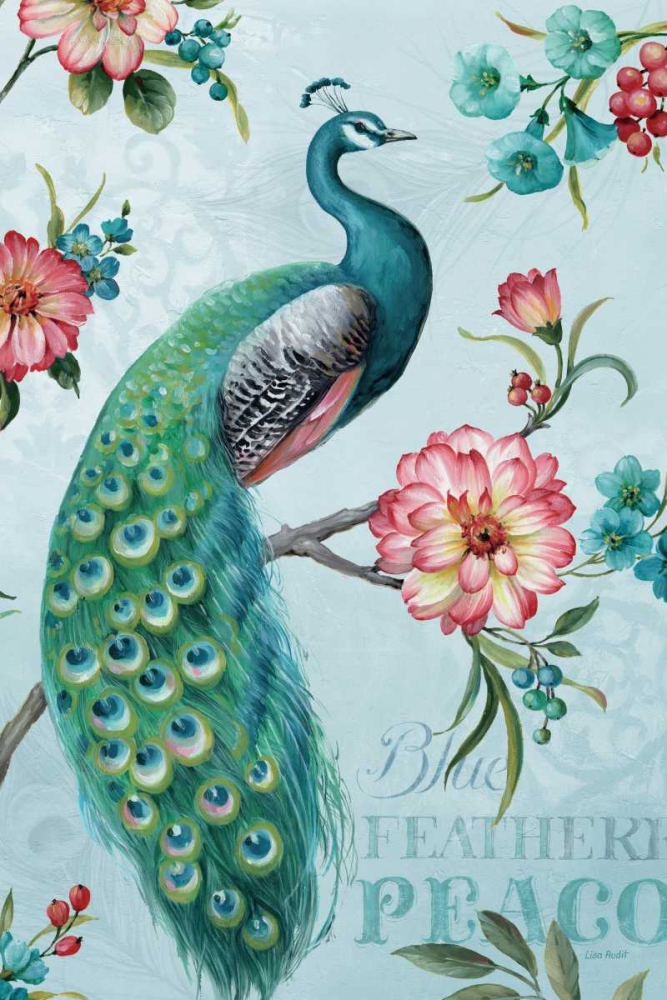 Wall Art Painting id:21918, Name: Blue Feathered Peacock I, Artist: Audit, Lisa