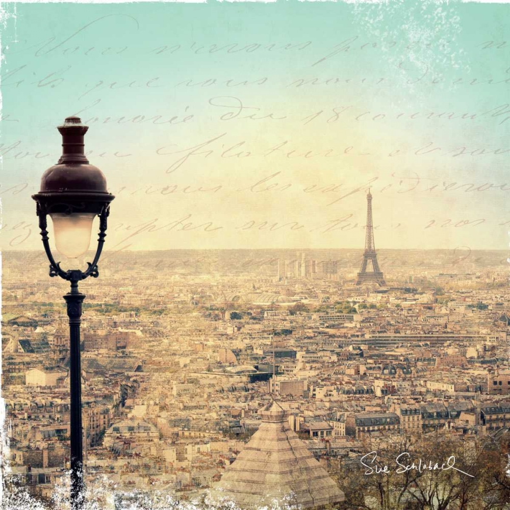 Wall Art Painting id:28568, Name: Eiffel Landscape Letter Blue I, Artist: Schlabach, Sue