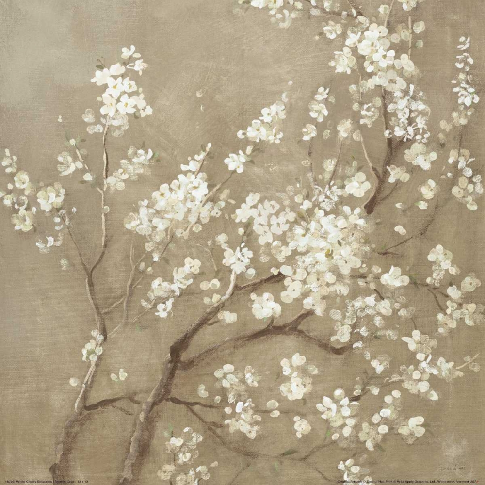 Wall Art Painting id:117641, Name: White Cherry Blossoms I Neutral Crop, Artist: Nai, Danhui