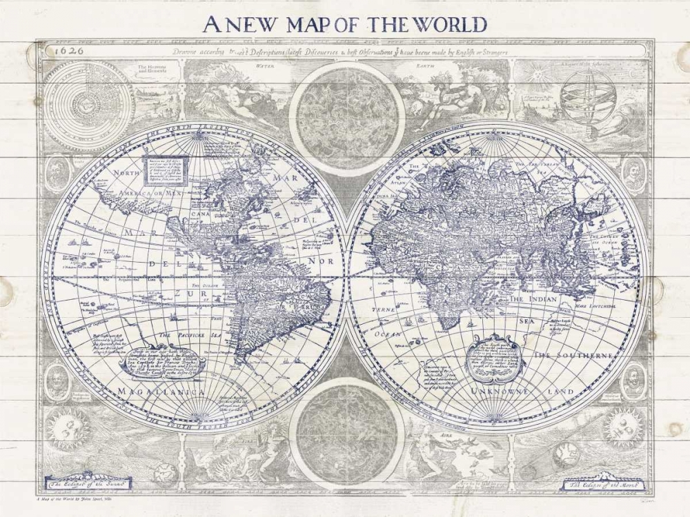 Wall Art Painting id:73696, Name: A New Map of the World, Artist: Schlabach, Sue