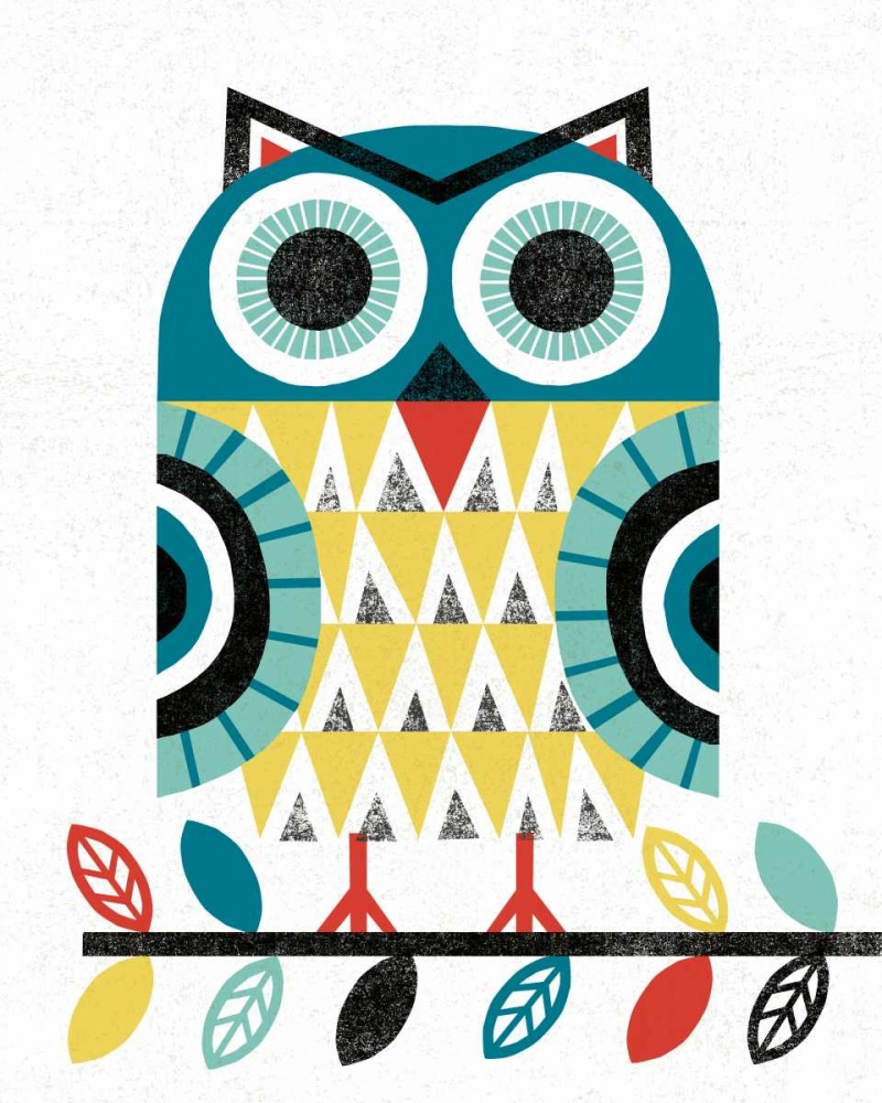 Wall Art Painting id:73805, Name: Folk Lodge Owl V2 Teal, Artist: Mullan, Michael