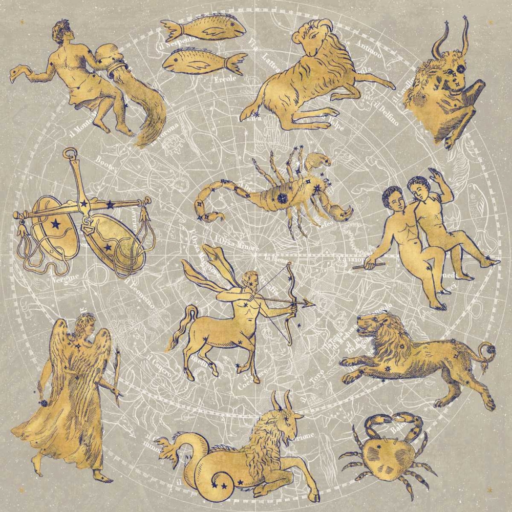 Wall Art Painting id:73565, Name: Gilded Zodiac, Artist: Schlabach, Sue
