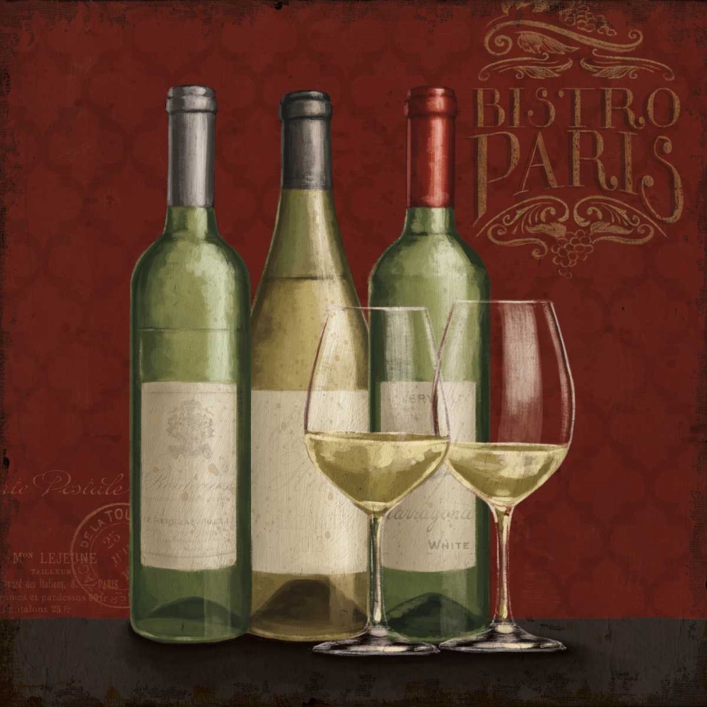 Wall Art Painting id:78316, Name: Bistro Paris White Wine v.2, Artist: Penner, Janelle