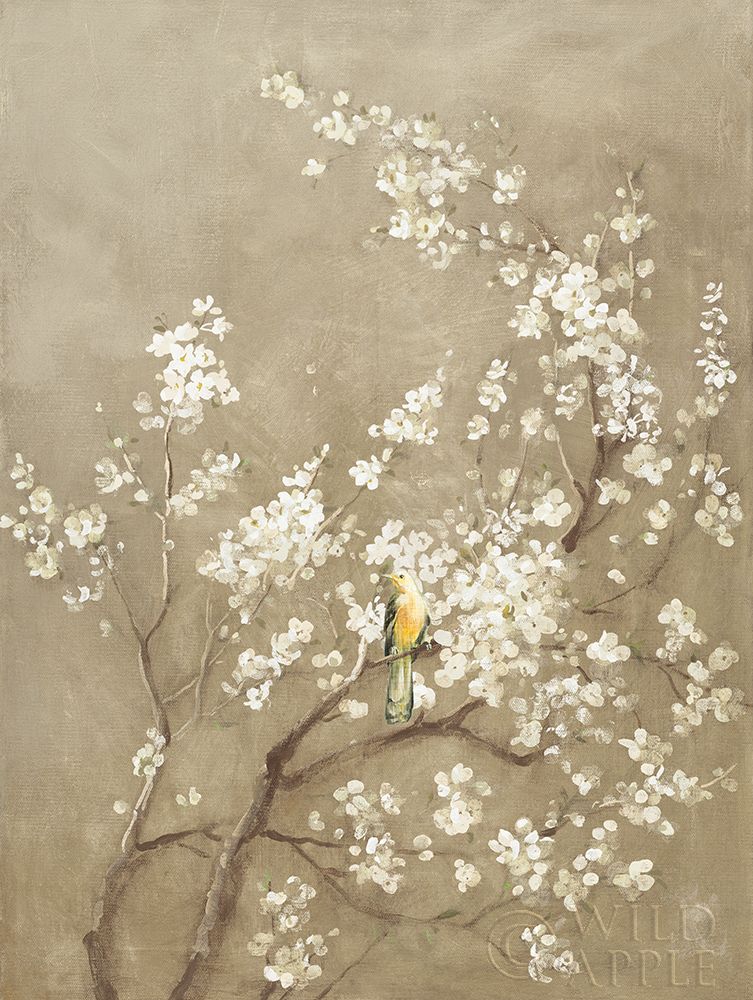 Wall Art Painting id:192926, Name: White Cherry Blossom I Neutral Crop Bird, Artist: Nai, Danhui