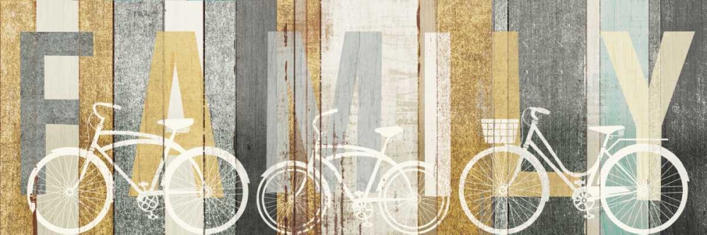 Wall Art Painting id:151380, Name: Beachscape Bicycle Family Gold Neutral, Artist: Mullan, Michael