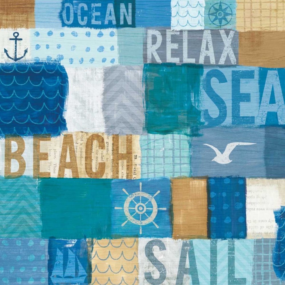Wall Art Painting id:151381, Name: Beachscape Collage I, Artist: Mullan, Michael