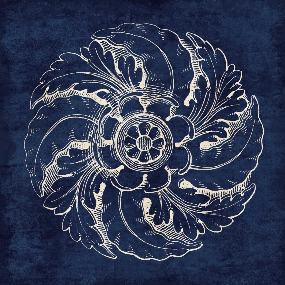 Wall Art Painting id:99441, Name: Rosette IV Indigo, Artist: Wild Apple Portfolio