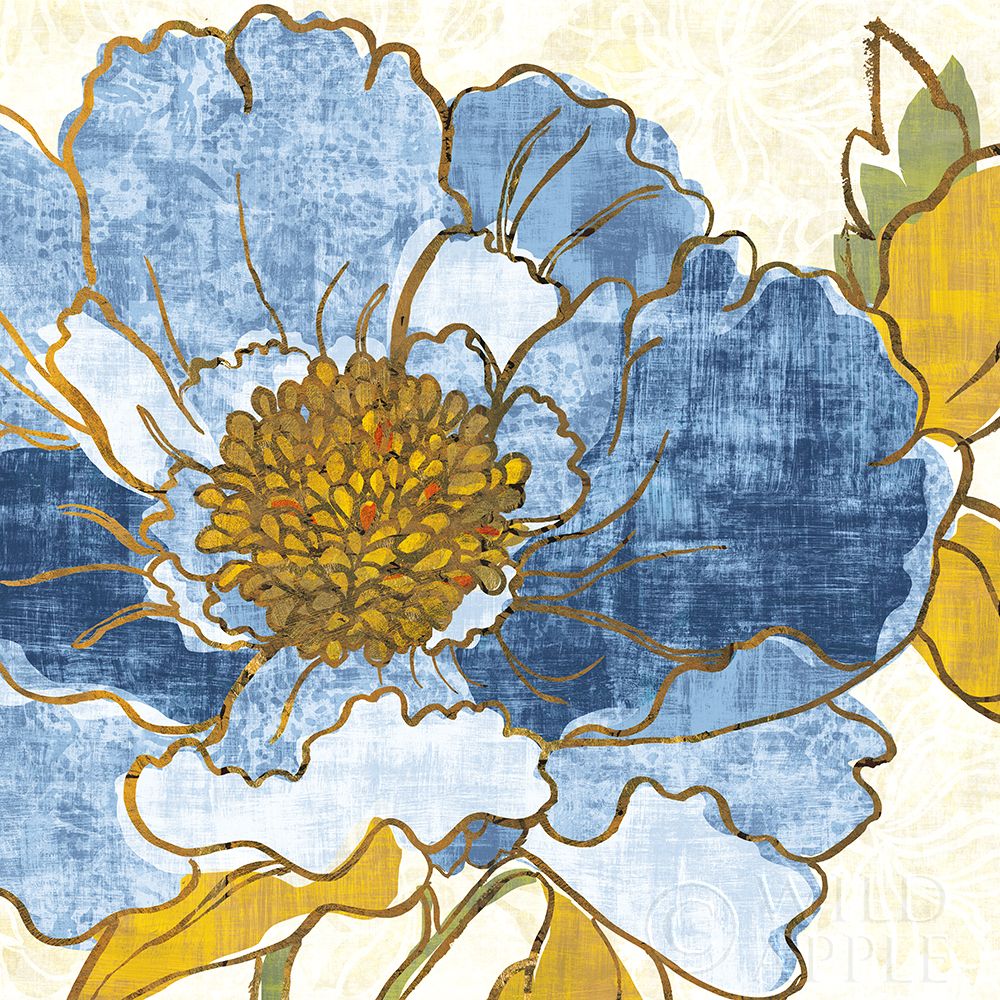 Wall Art Painting id:192956, Name: Camilles Peony I Indigo, Artist: Schlabach, Sue