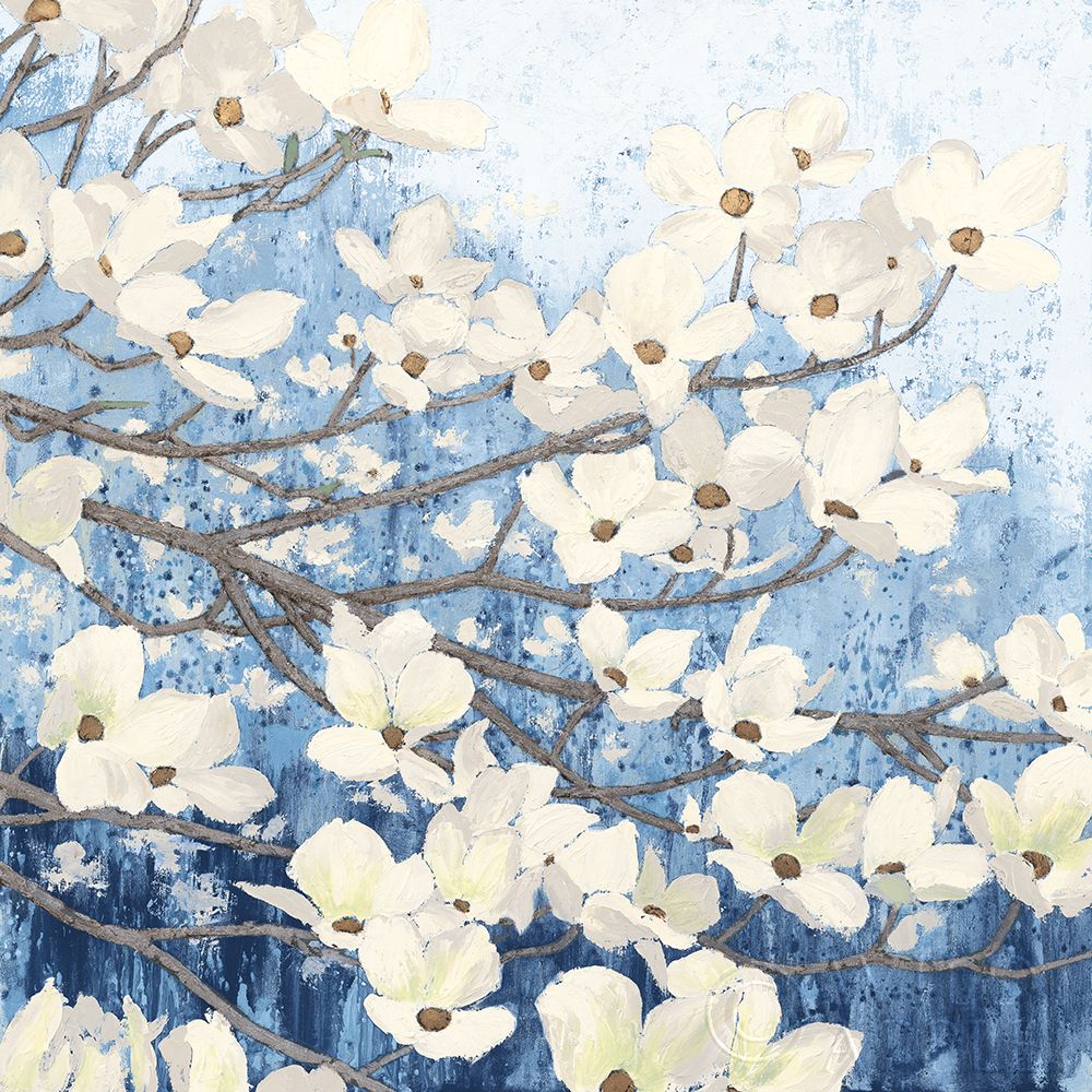 Wall Art Painting id:192959, Name: Dogwood Blossoms II Indigo, Artist: Wiens, James