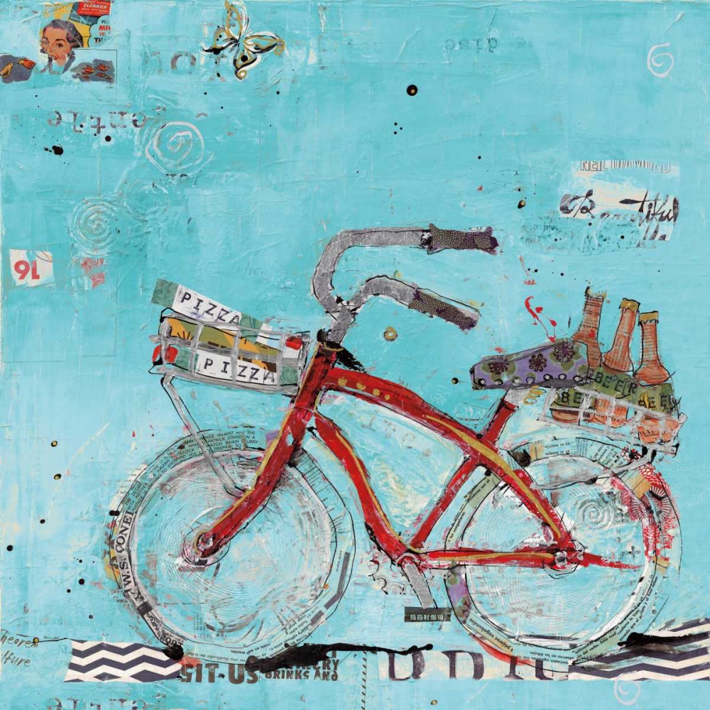 Wall Art Painting id:99575, Name: Pizza and Beer Blue, Artist: Day, Kellie