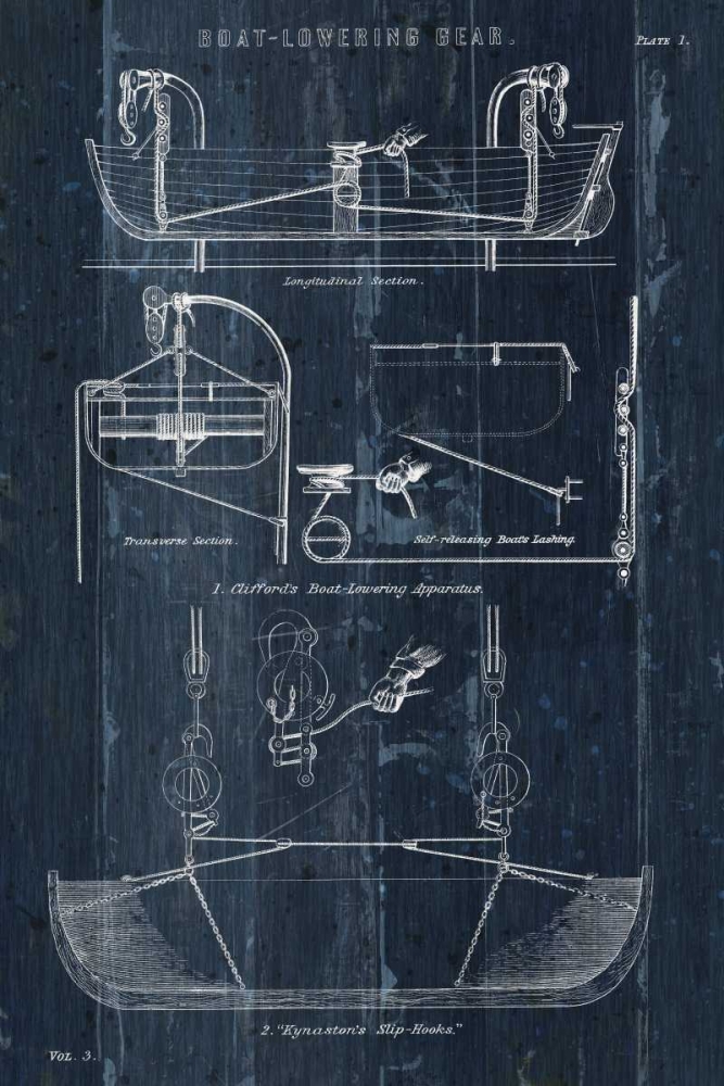 Wall Art Painting id:121872, Name: Boat Launching Blueprint I, Artist: Wild Apple Portfolio