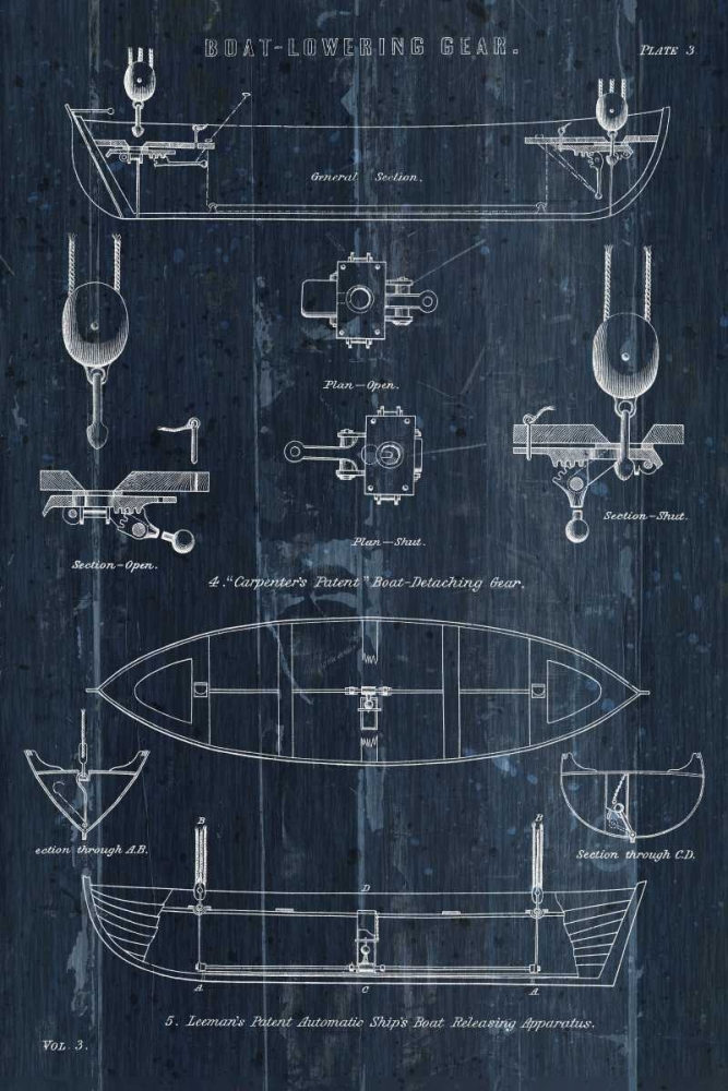 Wall Art Painting id:121871, Name: Boat Launching Blueprint II, Artist: Wild Apple Portfolio