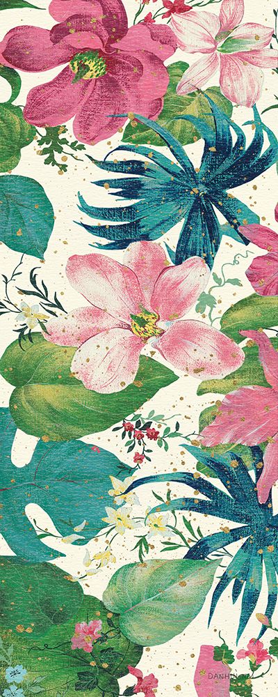 Art Print: Tropical Dream Bright on Cream II Teal and Gold