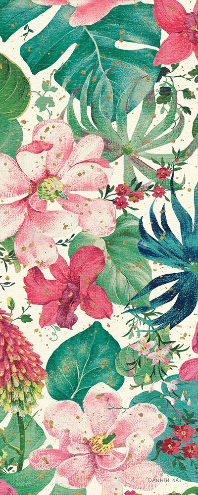 Art Print: Tropical Dream Bright on Cream III Teal and Gold