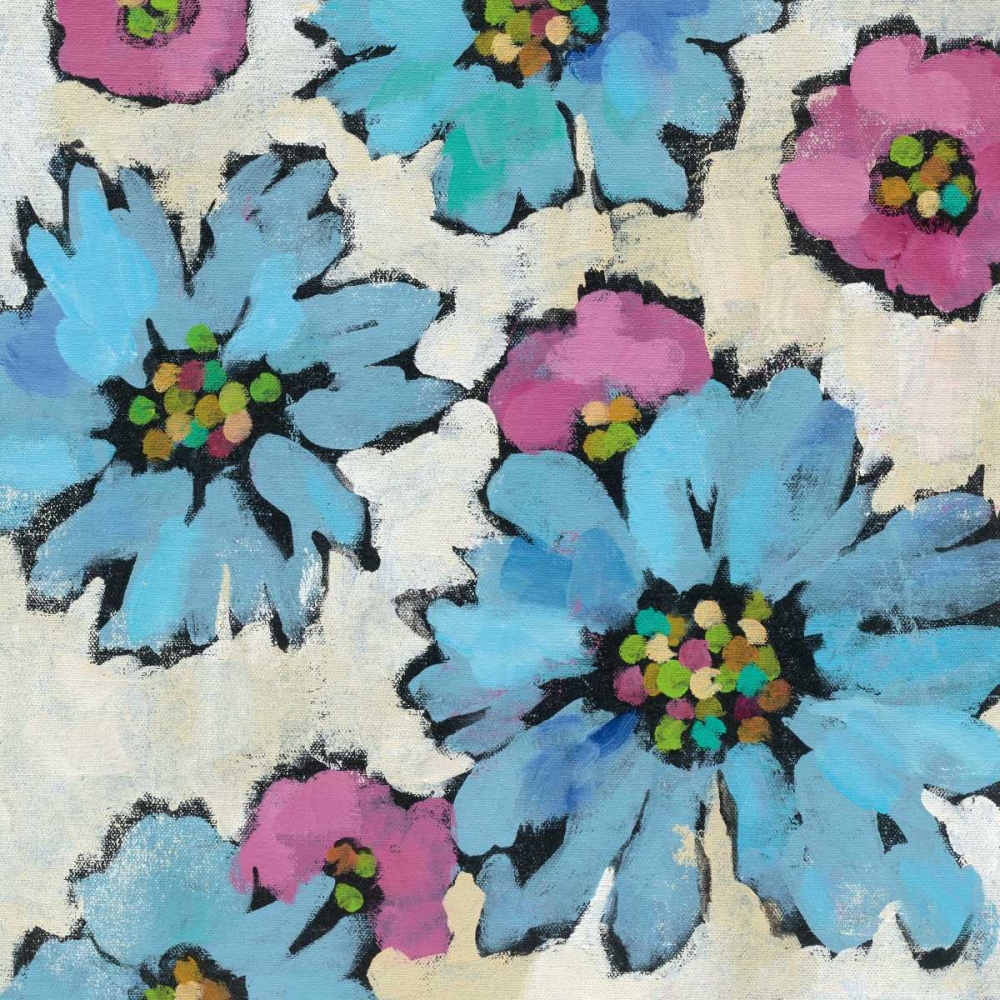 Wall Art Painting id:129439, Name: Graphic Pink and Blue Floral II, Artist: Vassileva, Silvia