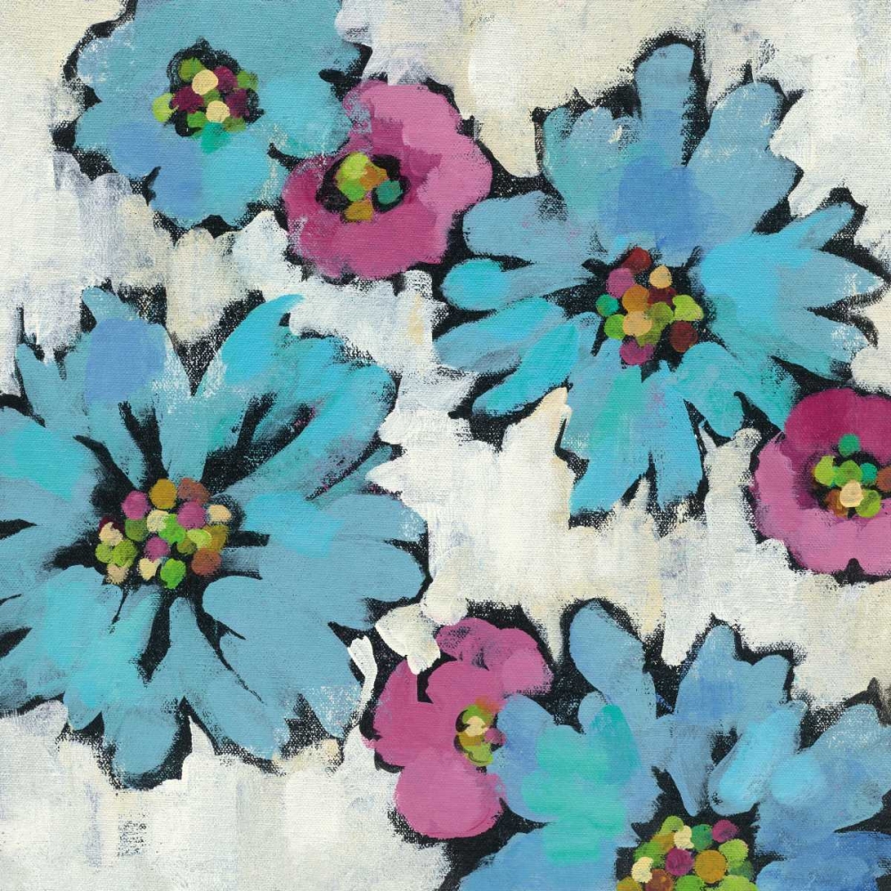 Wall Art Painting id:129440, Name: Graphic Pink and Blue Floral III, Artist: Vassileva, Silvia