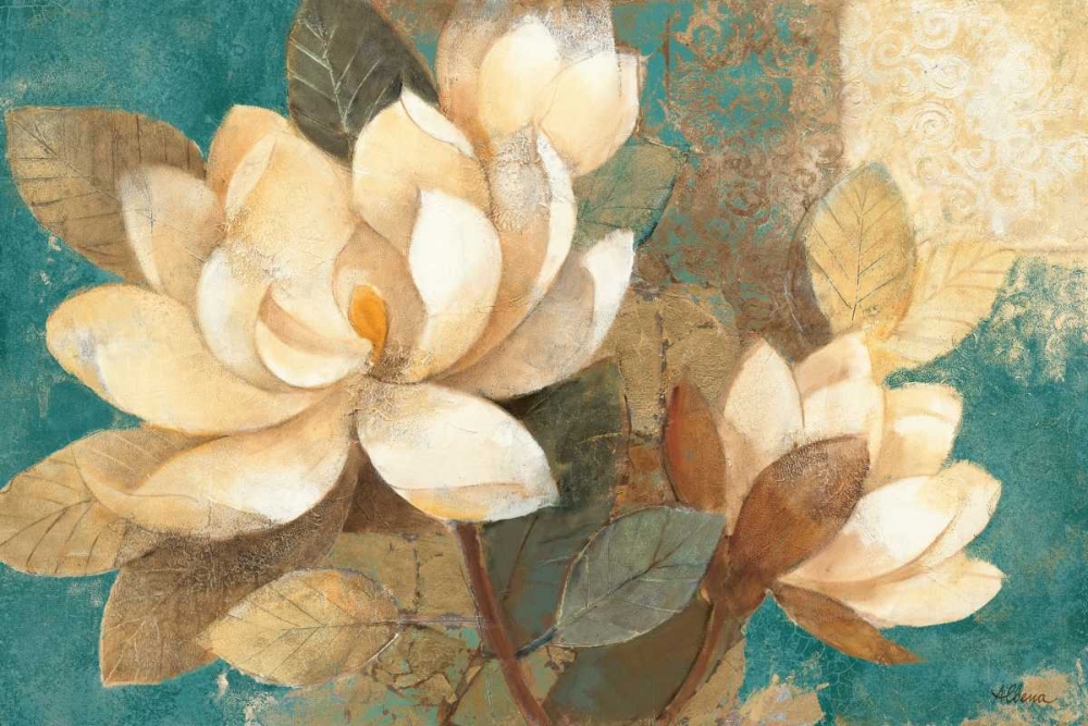 Wall Art Painting id:18846, Name: Turquoise Magnolias, Artist: Hristova, Albena