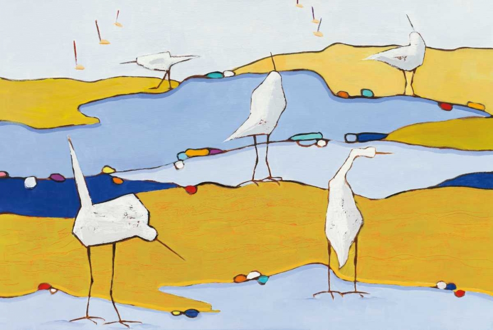 Art Print: Marsh Egrets VI