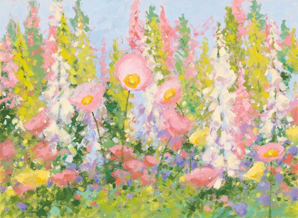 Art Print: Garden Pastels I Blue Sky