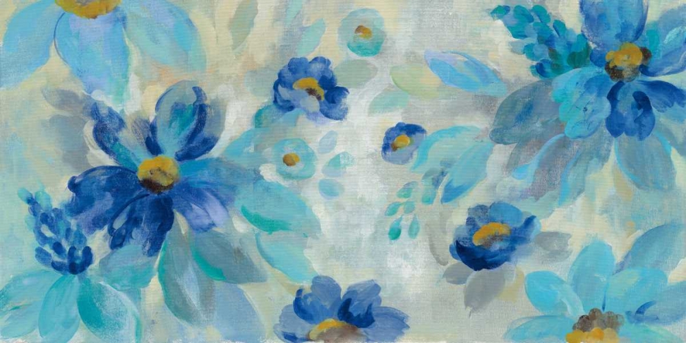 Wall Art Painting id:151539, Name: Blue Flowers Whisper I, Artist: Vassileva, Silvia