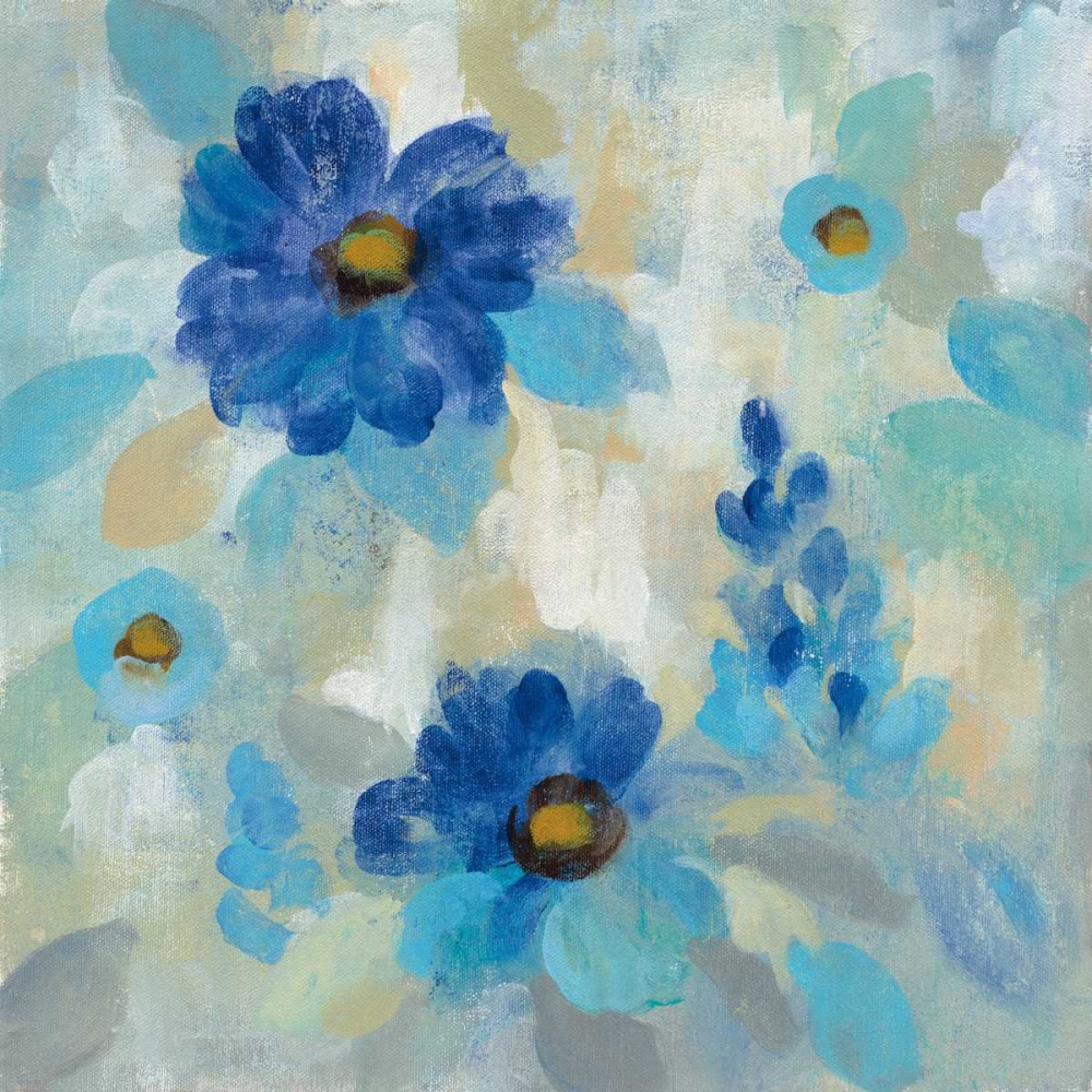 Wall Art Painting id:151540, Name: Blue Flowers Whisper II, Artist: Vassileva, Silvia