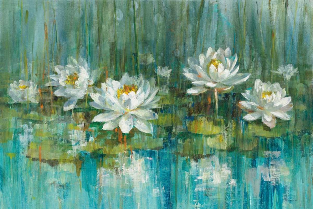 Wall Art Painting id:149103, Name: Water Lily Pond v2 Crop, Artist: Nai, Danhui