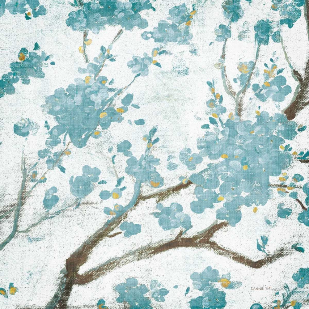 Wall Art Painting id:175051, Name: Teal Cherry Blossoms I on Cream Aged no Bird, Artist: Nai, Danhui
