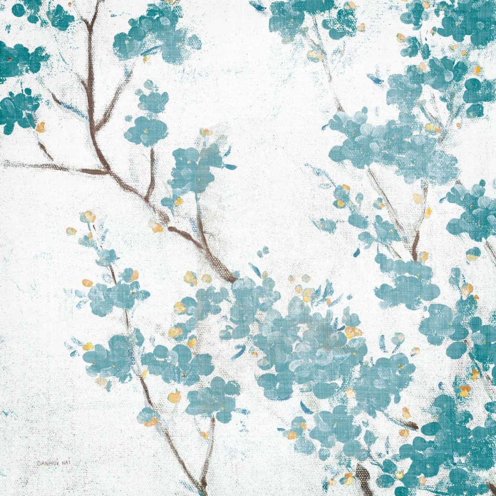 Wall Art Painting id:171653, Name: Teal Cherry Blossoms II on Cream Aged no Bird, Artist: Nai, Danhui