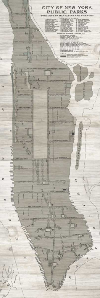 Wall Art Painting id:166804, Name: New York Parks Map Vertical, Artist: Wild Apple Portfolio