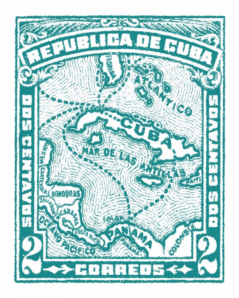 Wall Art Painting id:171873, Name: Cuba Stamp XIII Bright, Artist: Wild Apple Portfolio