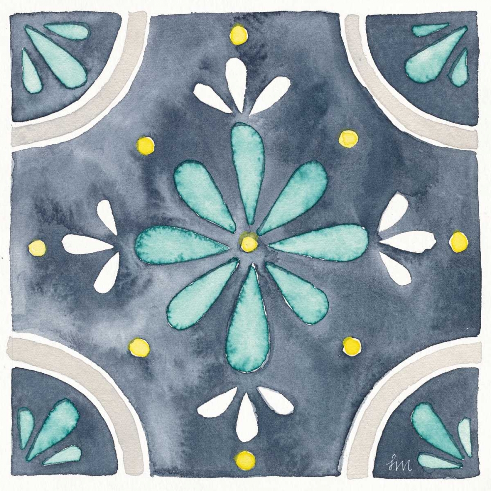 Wall Art Painting id:172162, Name: Garden Getaway Tile I Blue, Artist: Marshall, Laura