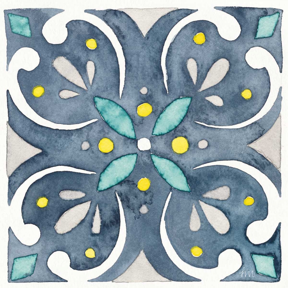 Wall Art Painting id:172156, Name: Garden Getaway Tile IV Blue, Artist: Marshall, Laura